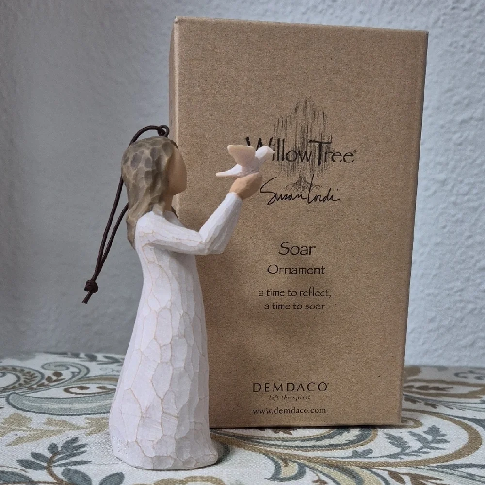 Willow Tree Soar Ornament with Cream Dress and White Dove
